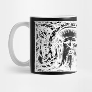 Green Man Renaissance Engraving WhiteAn Mug